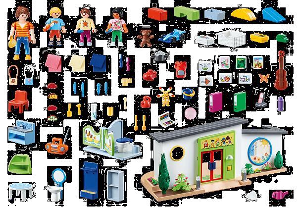 Grote foto playmobil city life 70280 kinderdagverblijf de regenboog kinderen en baby duplo en lego