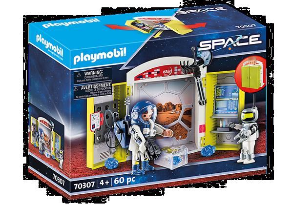 Grote foto playmobil space 70307 in het ruimtestation kinderen en baby duplo en lego