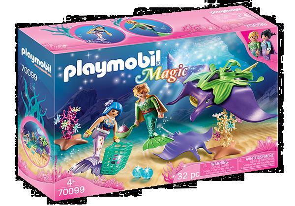Grote foto playmobil magic 70099 parelvissers met roggen kinderen en baby duplo en lego