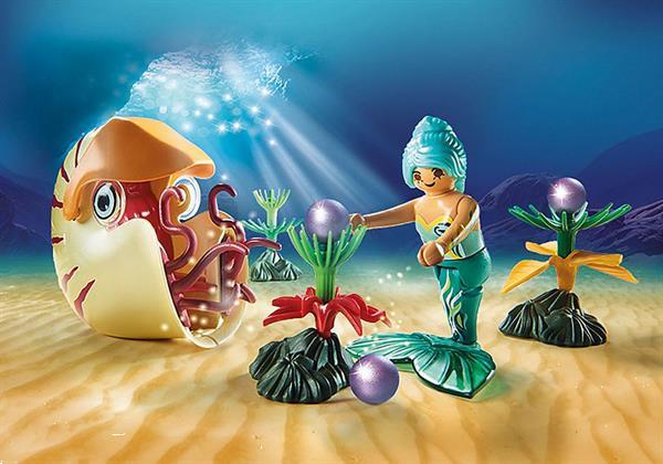 Grote foto playmobil magic 70098 zeemeermin met zeeslakkengondel kinderen en baby duplo en lego