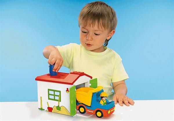 Grote foto playmobil 70184 1.2.3 werkman met sorteer garage kinderen en baby duplo en lego