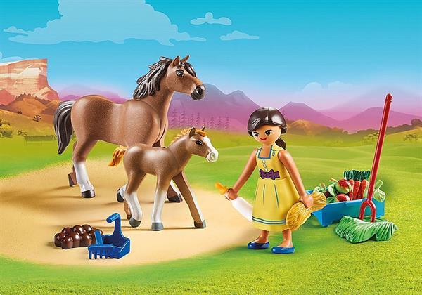 Grote foto playmobil spirit 70122 pru met paard en veulen kinderen en baby duplo en lego