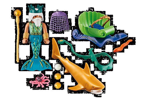 Grote foto playmobil magic 70097 koning der zee n met haaienkoets kinderen en baby duplo en lego
