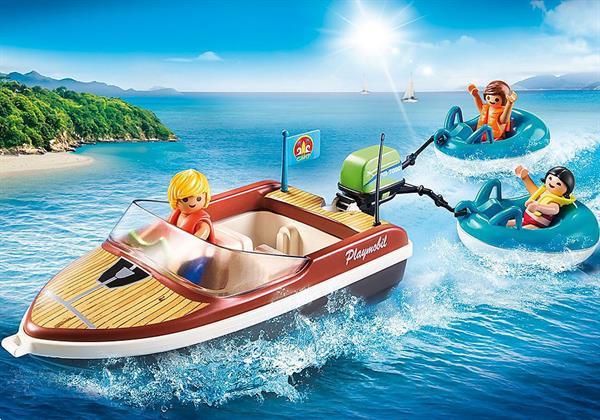 Grote foto playmobil 70091 family fun motorboot met funtubes kinderen en baby duplo en lego