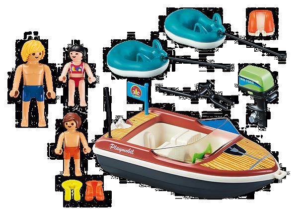 Grote foto playmobil 70091 family fun motorboot met funtubes kinderen en baby duplo en lego