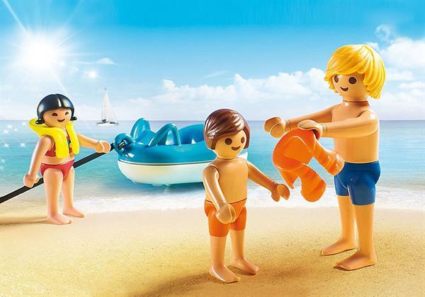 Grote foto playmobil 70091 family fun motorboot met funtubes kinderen en baby duplo en lego