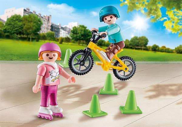 Grote foto playmobil 70061 special plus kinderen met fiets en skates kinderen en baby duplo en lego