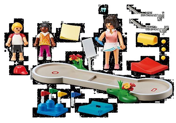 Grote foto playmobil 70092 family fun minigolf kinderen en baby duplo en lego