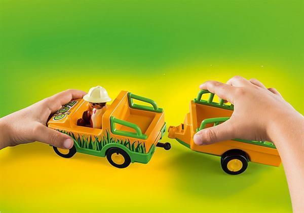 Grote foto playmobil 70182 1.2.3 dierenverzorger met neushoorn kinderen en baby duplo en lego