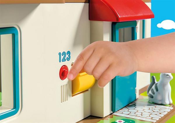 Grote foto playmobil 70129 1.2.3 woonhuis kinderen en baby duplo en lego