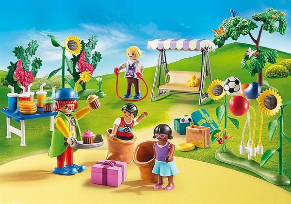 Grote foto playmobil dollhouse 70212 kinderfeestje met clown kinderen en baby duplo en lego