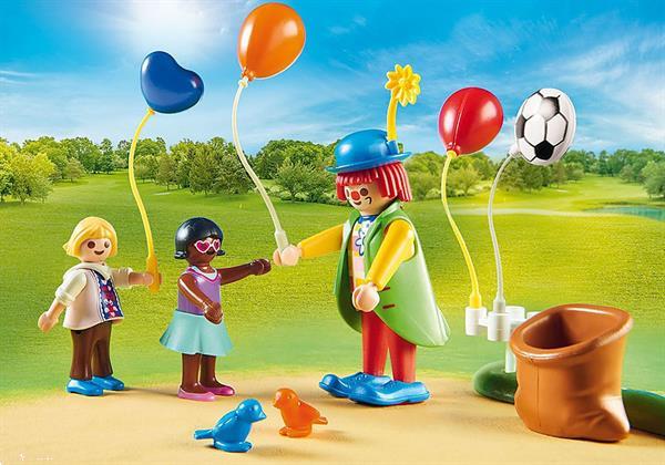 Grote foto playmobil dollhouse 70212 kinderfeestje met clown kinderen en baby duplo en lego