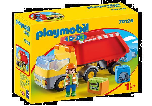 Grote foto playmobil 70126 1.2.3 kiepwagen kinderen en baby duplo en lego