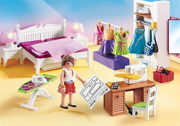 Grote foto playmobil dollhouse 70208 slaapkamer met mode ontwerphoek kinderen en baby duplo en lego