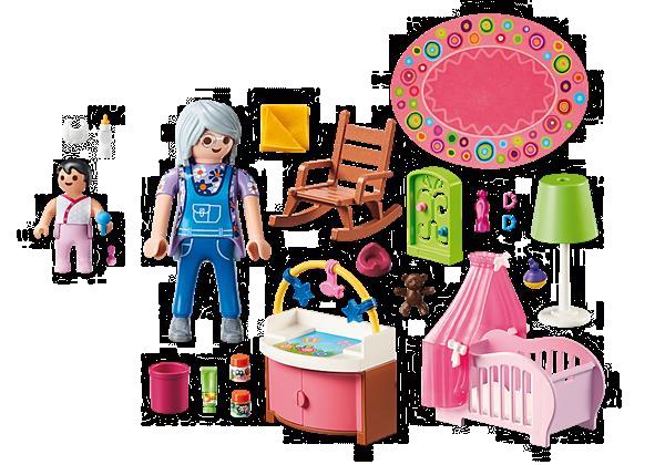 Grote foto playmobil dollhouse 70210 babykamer kinderen en baby duplo en lego