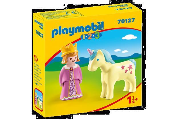 Grote foto playmobil 70127 1.2.3 prinses en eenhoorn kinderen en baby duplo en lego