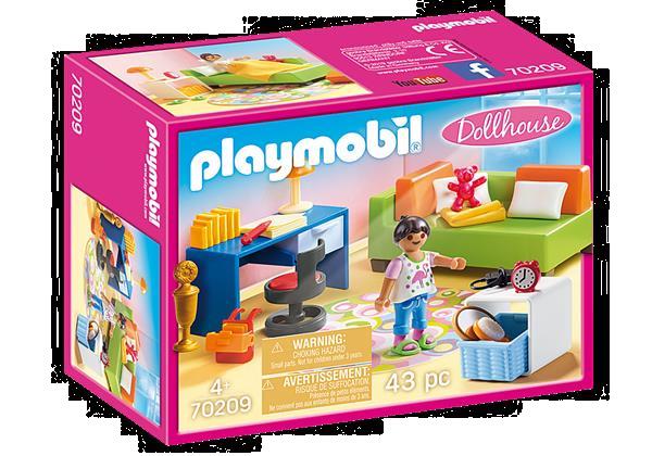 Grote foto playmobil dollhouse 70209 kinderkamer met bedbank kinderen en baby duplo en lego