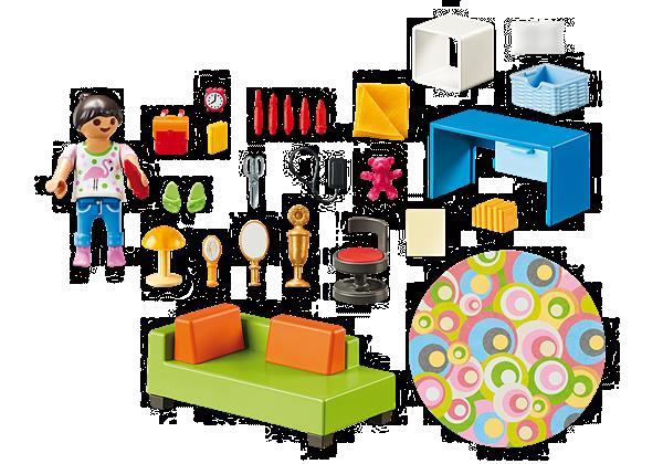 Grote foto playmobil dollhouse 70209 kinderkamer met bedbank kinderen en baby duplo en lego