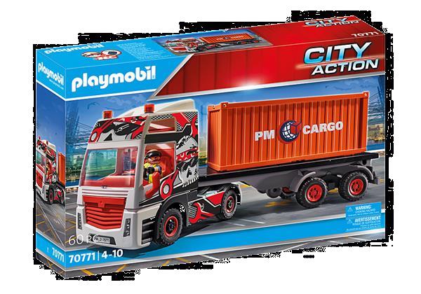 Grote foto playmobilcity action 70771 truck met aanhanger kinderen en baby duplo en lego