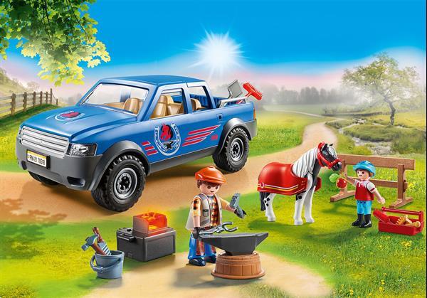 Grote foto playmobil country 70518 mobiele hoefsmid kinderen en baby duplo en lego