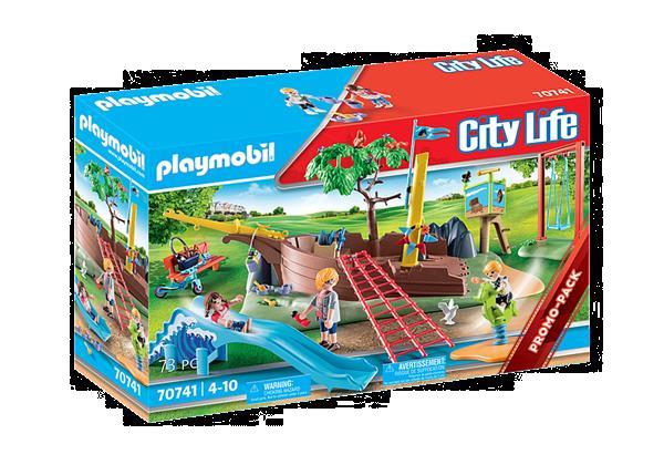 Grote foto playmobil city life 70741 avontuurlijke speeltuin met scheep kinderen en baby duplo en lego