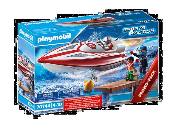 Grote foto playmobil sports action 70744 speedboot met onderwatermotor kinderen en baby duplo en lego
