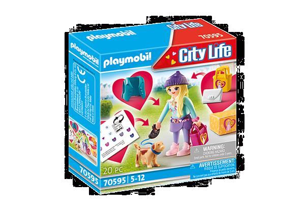 Grote foto playmobil city life 70595 modemeisje met hond kinderen en baby duplo en lego