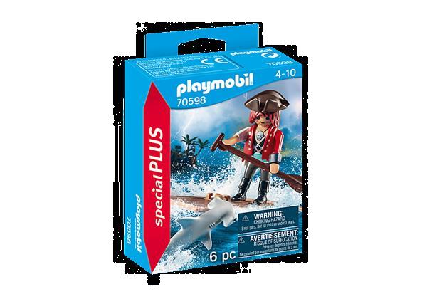 Grote foto playmobil special plus 70598 piraat met vlot en hamerhaai kinderen en baby duplo en lego