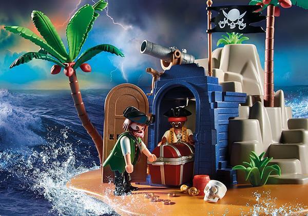 Grote foto playmobil pirates 70556 pirateneiland met schuilplaats voor kinderen en baby duplo en lego