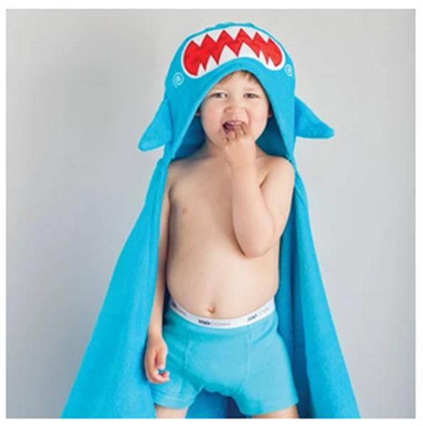 Grote foto badcape baby sherman the shark katoen zoocchini kinderen en baby dekens en slaapzakjes