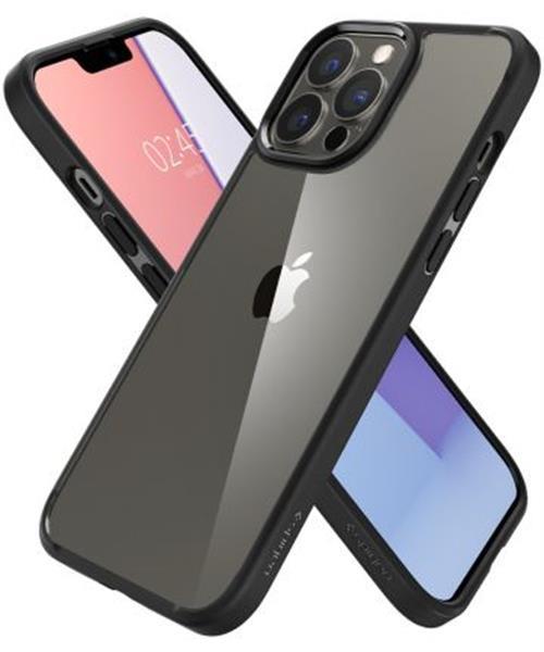 Grote foto spigen crystal hybrid apple iphone 13 pro max hoesje zwart telecommunicatie tablets