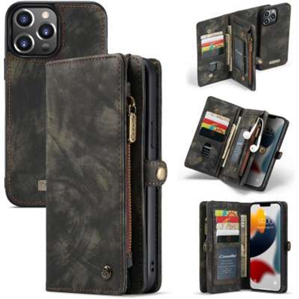 Grote foto caseme iphone 13 pro vintage portemonnee hoesje zwart telecommunicatie tablets