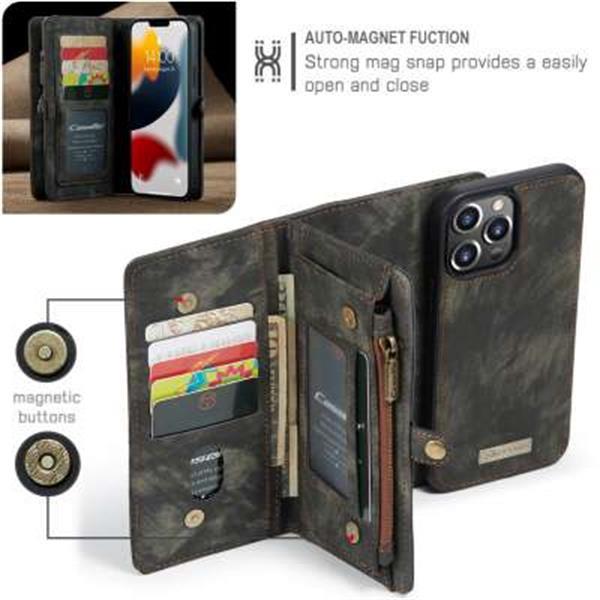Grote foto caseme iphone 13 pro vintage portemonnee hoesje zwart telecommunicatie tablets
