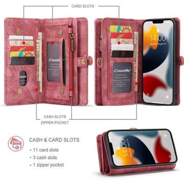 Grote foto caseme apple iphone 13 pro vintage portemonnee hoesje rood telecommunicatie tablets