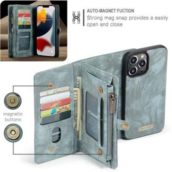 Grote foto caseme apple iphone 13 pro vintage portemonnee hoesje blau telecommunicatie tablets