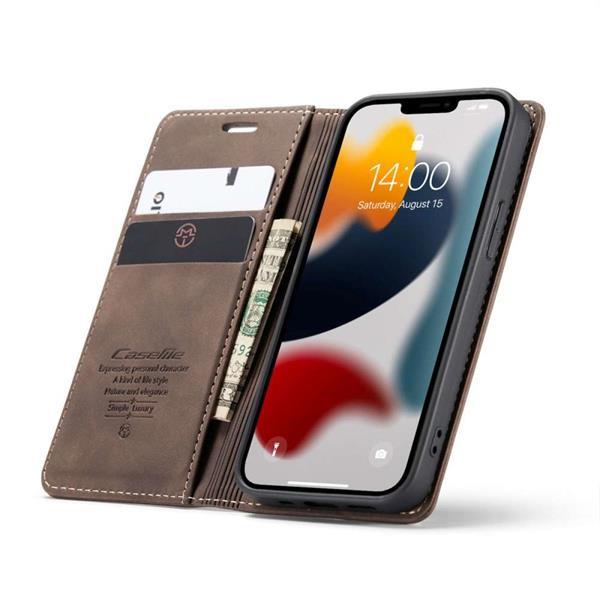 Grote foto caseme apple iphone 13 mini retro wallet hoesje coffee telecommunicatie tablets