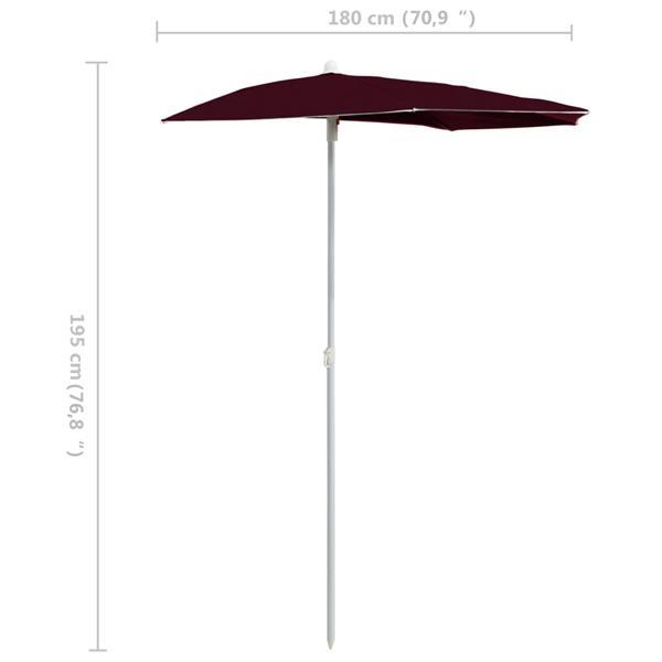 Grote foto vidaxl demi parasol de jardin avec m t 180x90 cm rouge borde tuin en terras overige tuin en terras