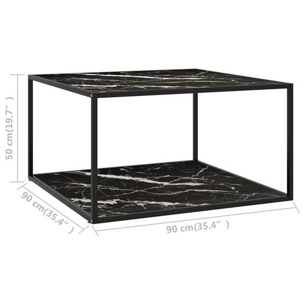 Grote foto vidaxl table basse noir avec verre marbre noir 90x90x50 cm huis en inrichting eettafels