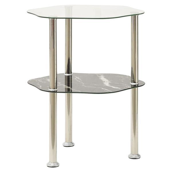 Grote foto vidaxl table 2 niveaux transparent et noir 38x38x50 cm verre huis en inrichting eettafels