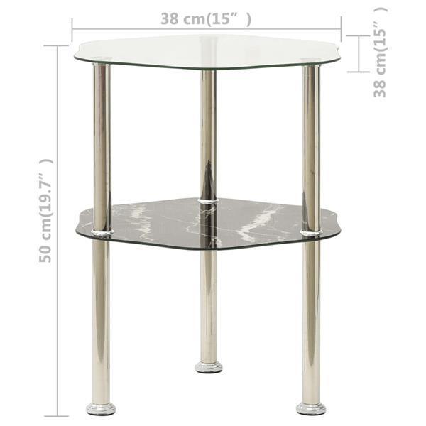 Grote foto vidaxl table 2 niveaux transparent et noir 38x38x50 cm verre huis en inrichting eettafels