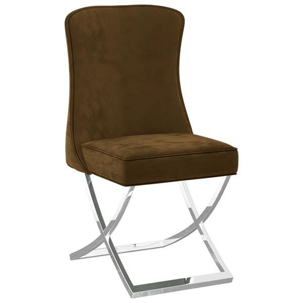 Grote foto vidaxl chaise de salle manger marron 53x52x98 cm velours e huis en inrichting stoelen