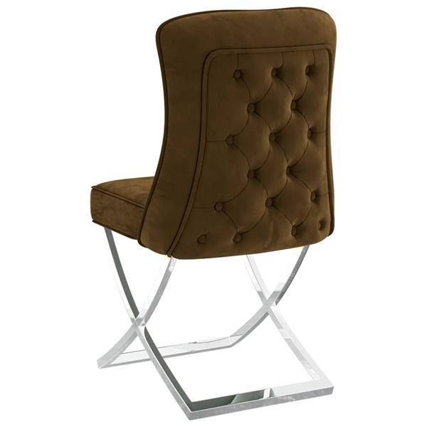 Grote foto vidaxl chaise de salle manger marron 53x52x98 cm velours e huis en inrichting stoelen
