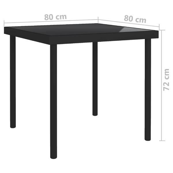 Grote foto vidaxl table d ner d ext rieur noir 80x80x72 cm verre et a tuin en terras tuinmeubelen