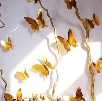 Grote foto 3d vlinders spiegel effect goud huis en inrichting woningdecoratie