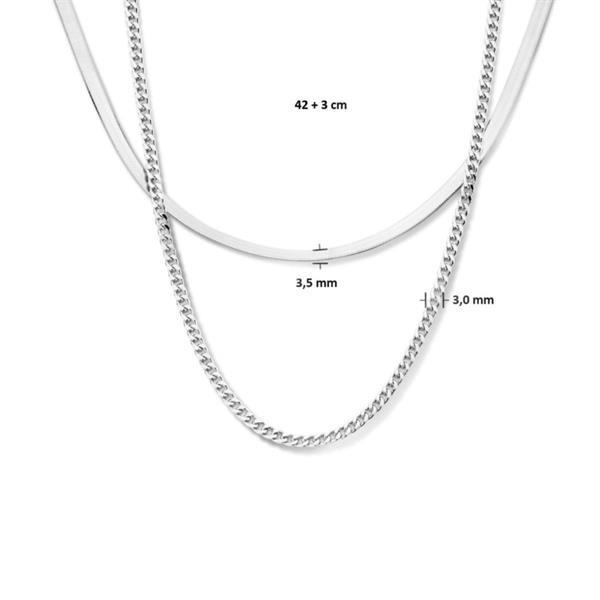 Grote foto zilveren gerhodineerde multi collier 3 5 mm 42 3 cm sieraden tassen en uiterlijk kettingen