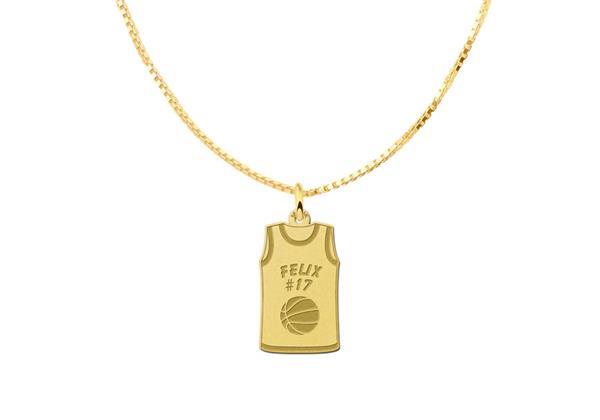 Grote foto gouden basketbal shirt naamhanger names4ever kleding dames sieraden