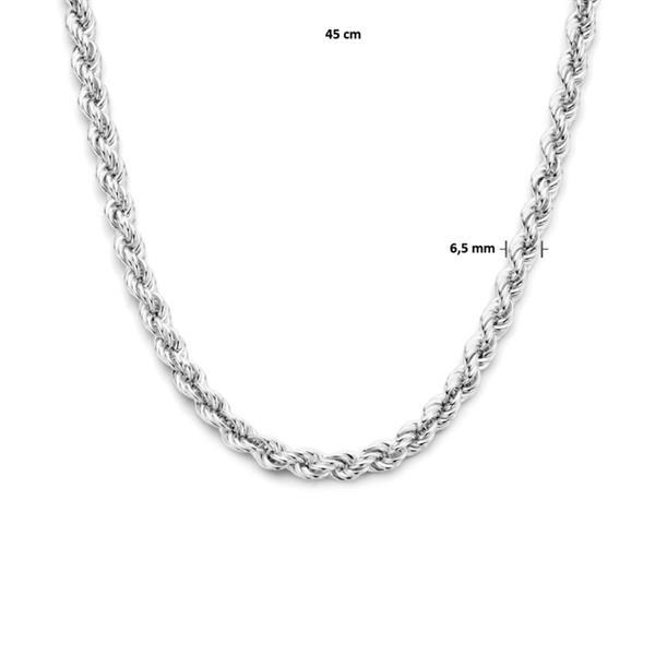 Grote foto zilveren dames collier met koord 6 5 mm 45 cm sieraden tassen en uiterlijk kettingen