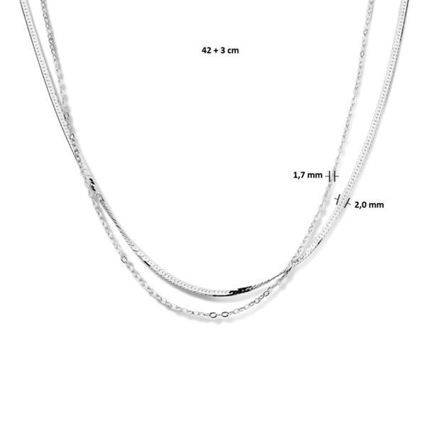 Grote foto dames zilveren multi collier 2 0 mm 42 3 cm sieraden tassen en uiterlijk kettingen