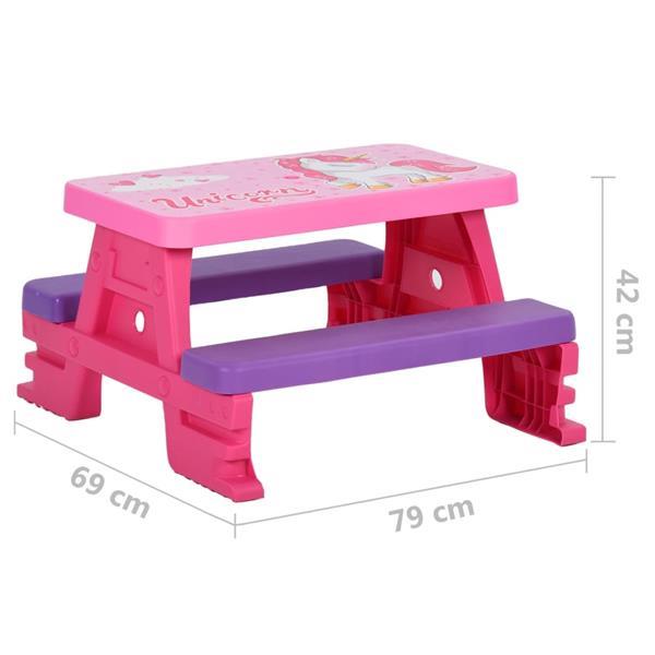 Grote foto vidaxl kinderpicknicktafel met banken 79x69x42 cm roze kinderen en baby los speelgoed