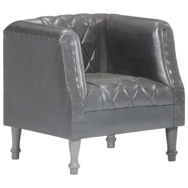 Grote foto vidaxl fauteuil gris cuir v ritable de ch vre huis en inrichting stoelen
